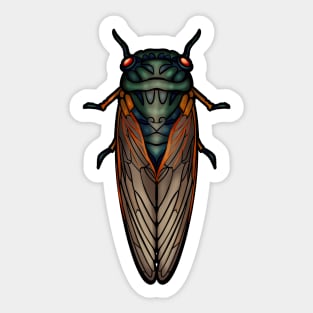 Art Nouveau Cicada Black Outline Sticker